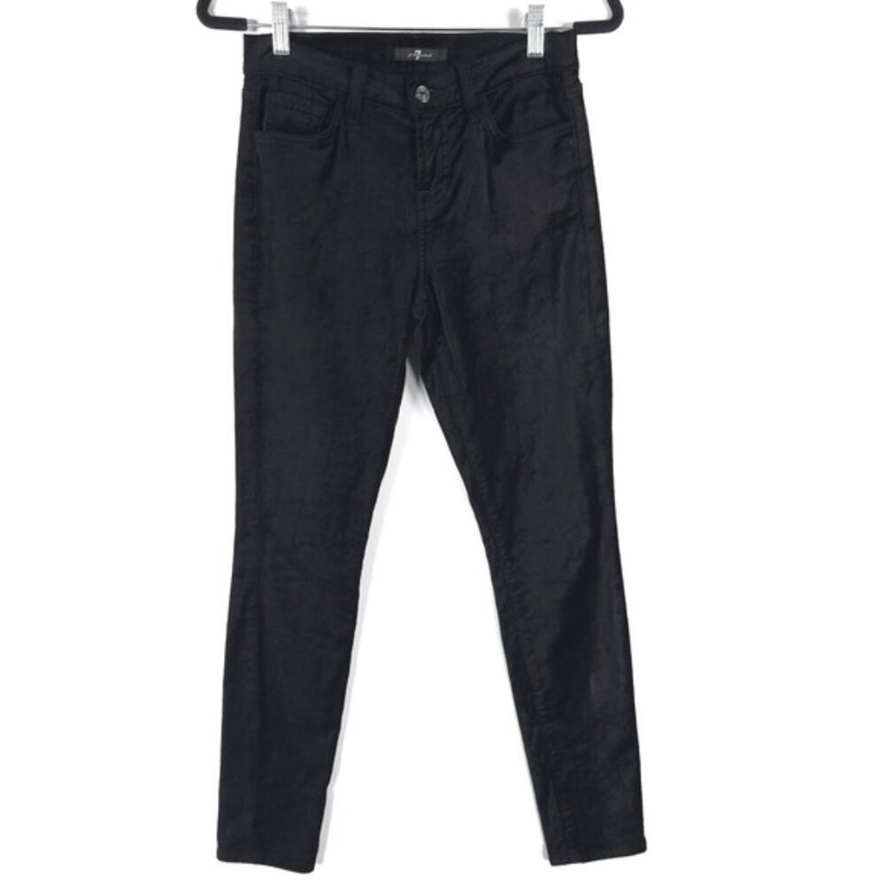 7 For All Mankind Cotton Rayon Blend Black Velvet Pants Skinnyβ Size 26